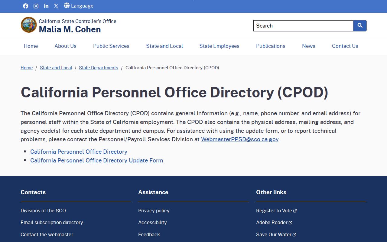 Seaside people directories resource for California personnel offices
